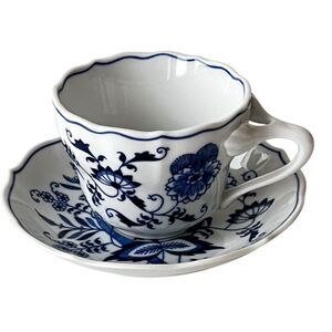 Vtg Blue Danube Blue Onion Cup & Saucer Set Rectangular Mark Japan 8 Sets Avail.